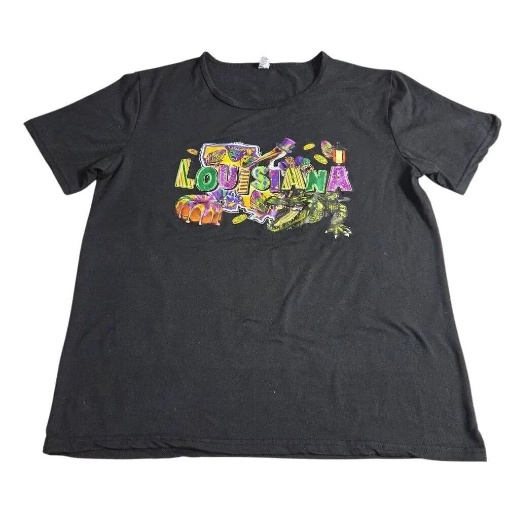 Louisiana Themed shirt shortsleeve L